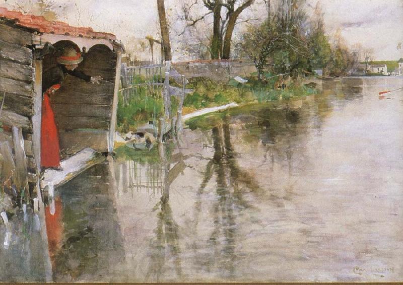 Carl Larsson By the River Loing Norge oil painting art